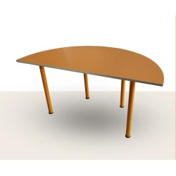 میز نیم‌دایره شعاع 60 MDF با پایه لوله‌ای و نوار PVC | خرید میز آموزشی با طراحی ایمن
